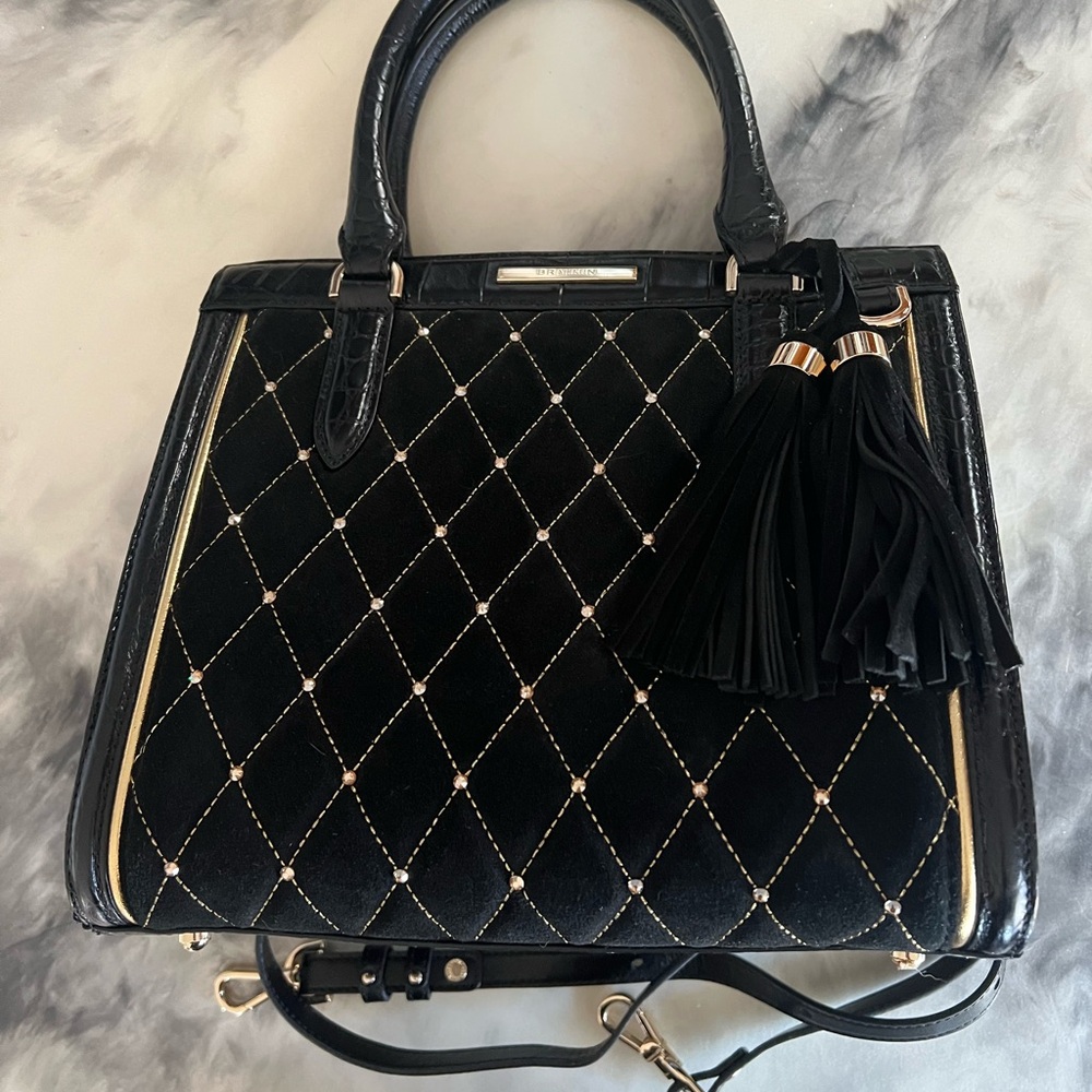 Brahmin Caroline Leather Valkyrie Suede Satchel Rare